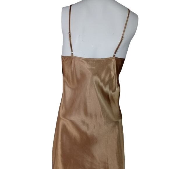 MORGAN TAYLOR INTIMATES WOMENS SMALL SATIN NIGHT SLIP GOLD BLACK VELVET - Picture 3 of 11
